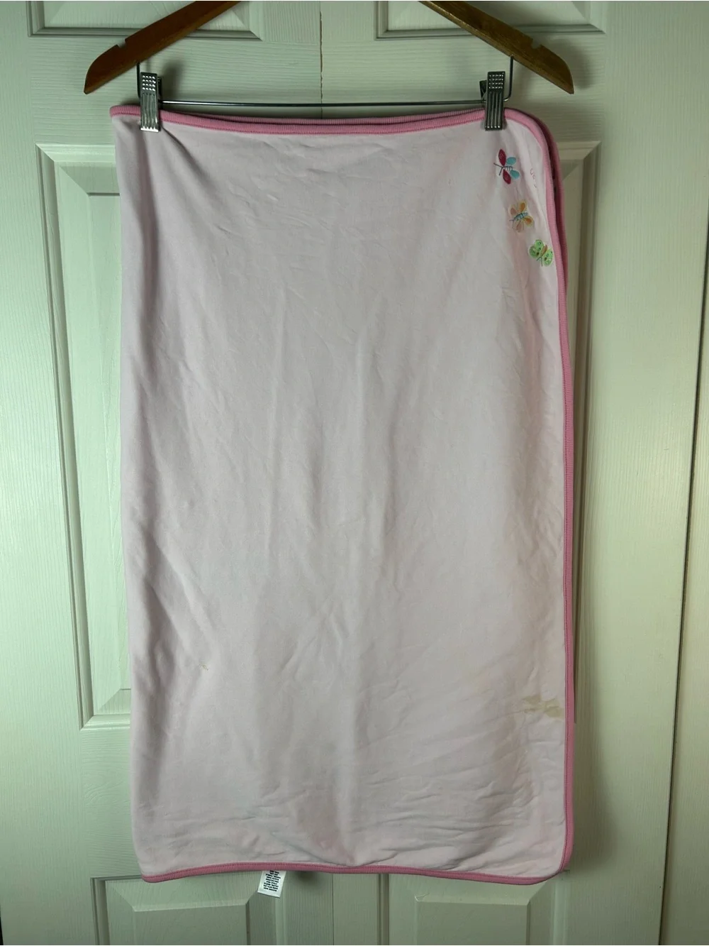 Baby Gap Pink Butterfly Baby Blanket Vintage Y2K 2002 Yellow Green White Blue